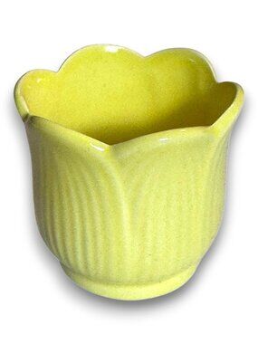 Vintage Colonial Candle Yellow Tulip Ceramic Votive Holder 3 Inch 4 Ounce Taiwan